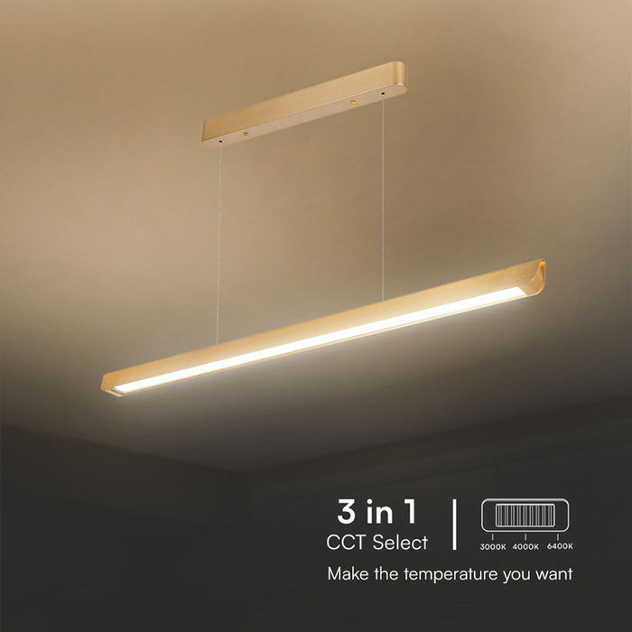 LED ЛИНЕЕН ПЕНДЕЛ ДИФУЗЕР 36W CCT ЗЛАТО МАТ V-TAC