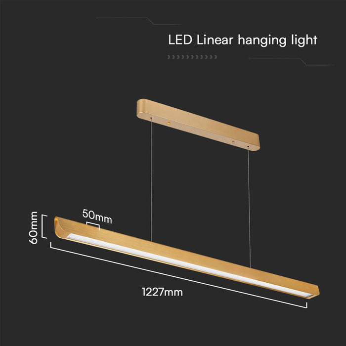 LED ЛИНЕЕН ПЕНДЕЛ ДИФУЗЕР 36W CCT ЗЛАТО МАТ V-TAC