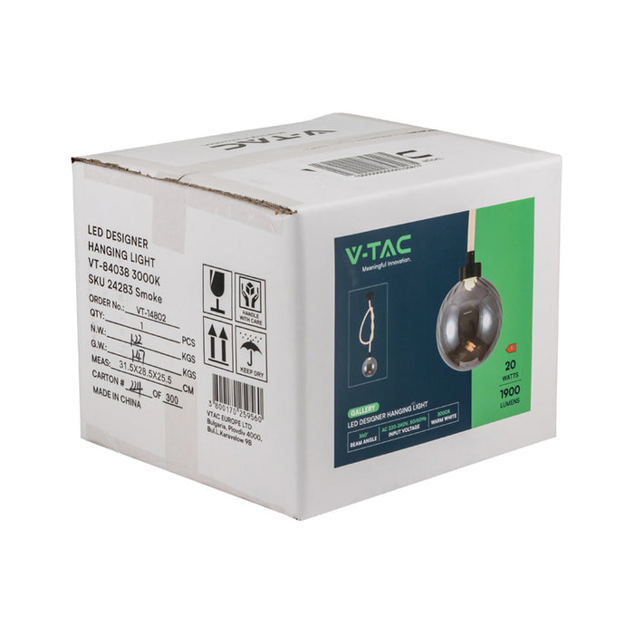 LED ПЕНДЕЛ 20W 3000K 18CM ОПУШЕНО БЯЛ V-TAC