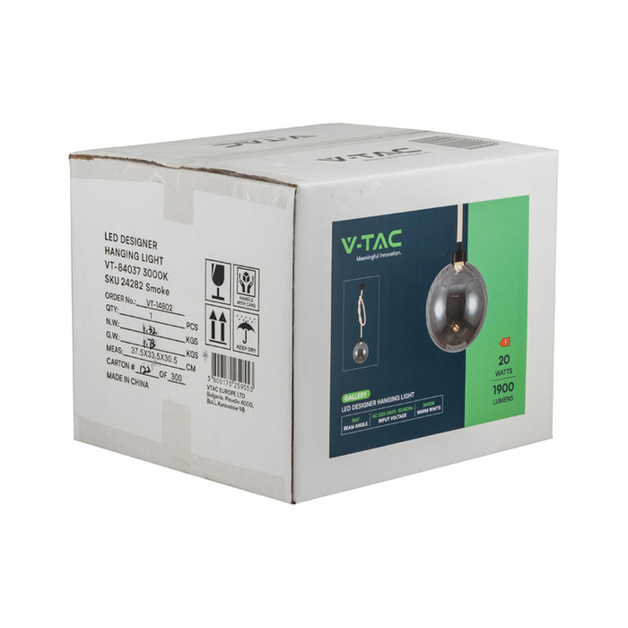 LED ПЕНДЕЛ 20W 3000K 23СМ ОПУШЕНО БЯЛ V-TAC