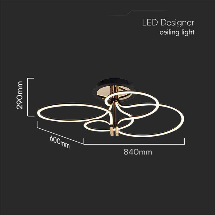 LED ПЛАФОН 36W 3000K ЗЛАТО/ЧЕРЕН V-TAC