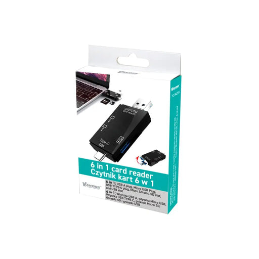 VAKOSS ЧЕТЕЦ НА КАРТИ 6IN1 USB A / MICRO USB / USB C / SD