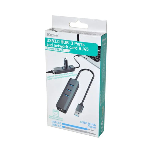 VAKOSS HUB USB 3.0 + RJ45 ETHERNET TC-4502X