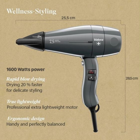 Професионален сешоар VALERA Swiss Ioncare SIC 7.5 RC, 2000 W, Grey