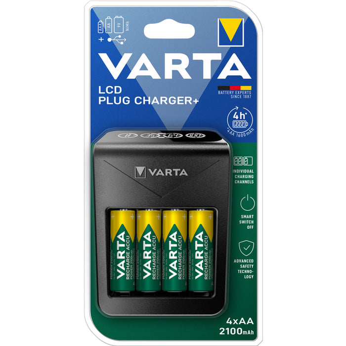 ЗАРЯДНО УСТРОЙСТВО С БАТЕРИ VARTA LCD PLUG CHARGER AA 2100mAh