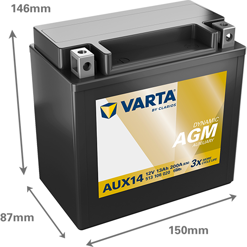 VARTA DYNAMIC AGM AUX14 YTX14 13AH 200A L+