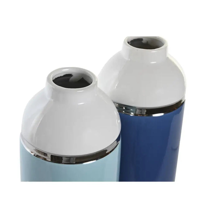 Ваза DKD Home Decor 12,5 x 12,5 x 25 cm Бял Небесно синьо