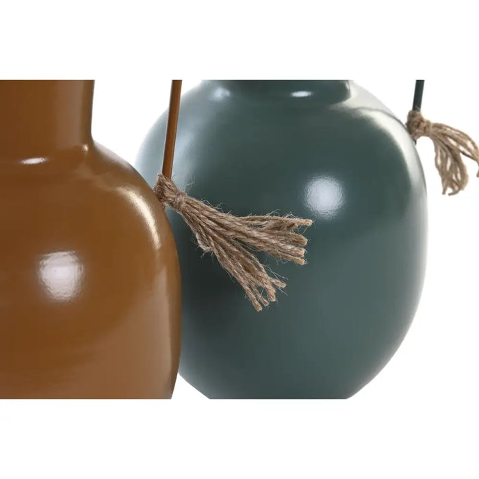 Ваза DKD Home Decor 14.5 x 13 x 24 cm Метал Оранжев Зелен