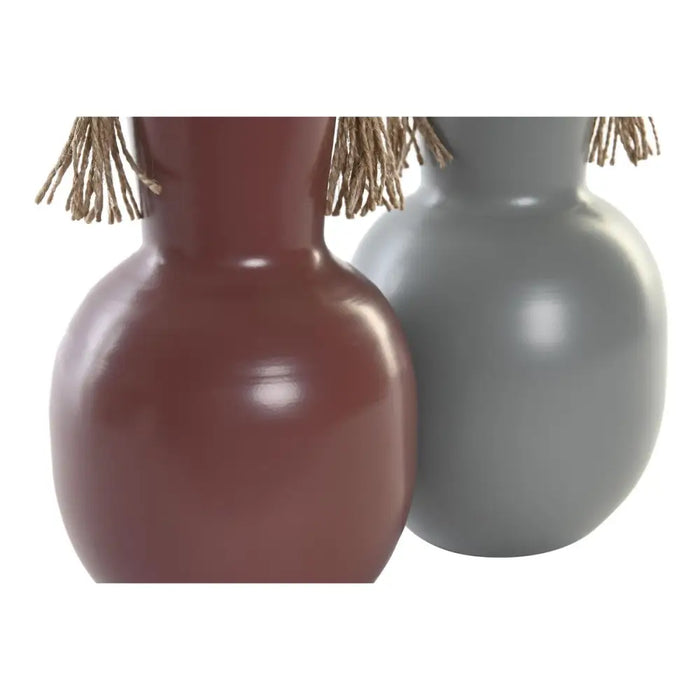 Ваза DKD Home Decor 14 x 13 x 24 cm Сив Метал теракота (2