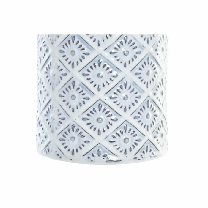 Ваза DKD Home Decor 14 x 14 x 45 cm Порцелан Син Бял