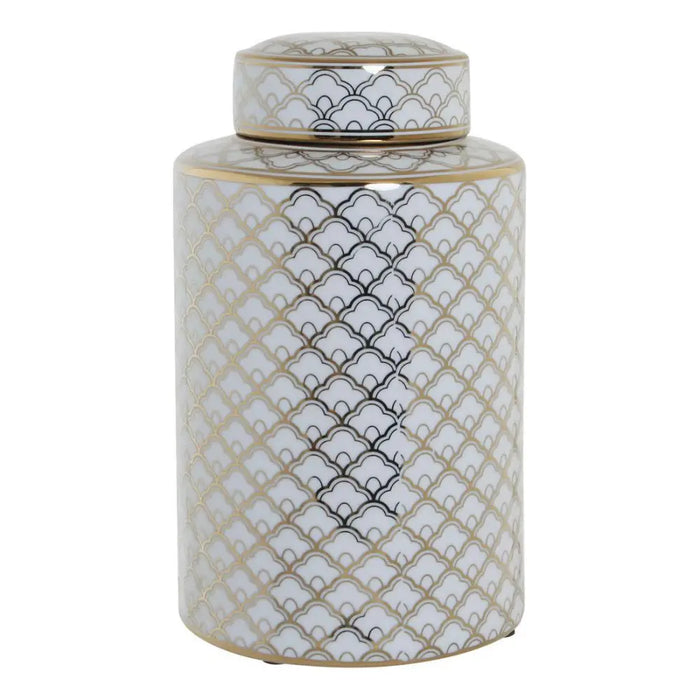 Ваза DKD Home Decor 18 x 18 x 30,5 cm Порцелан Златен Бял