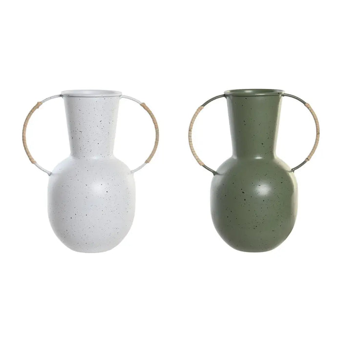 Ваза DKD Home Decor 20 x 13 x 24 cm Метал теракота Бял