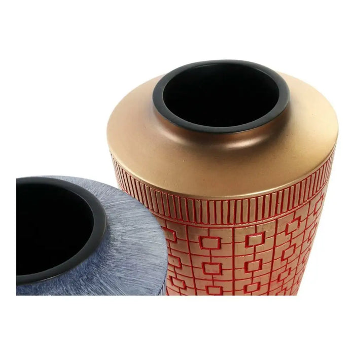 Ваза DKD Home Decor 8424001822065 Син Червен Смола Златен