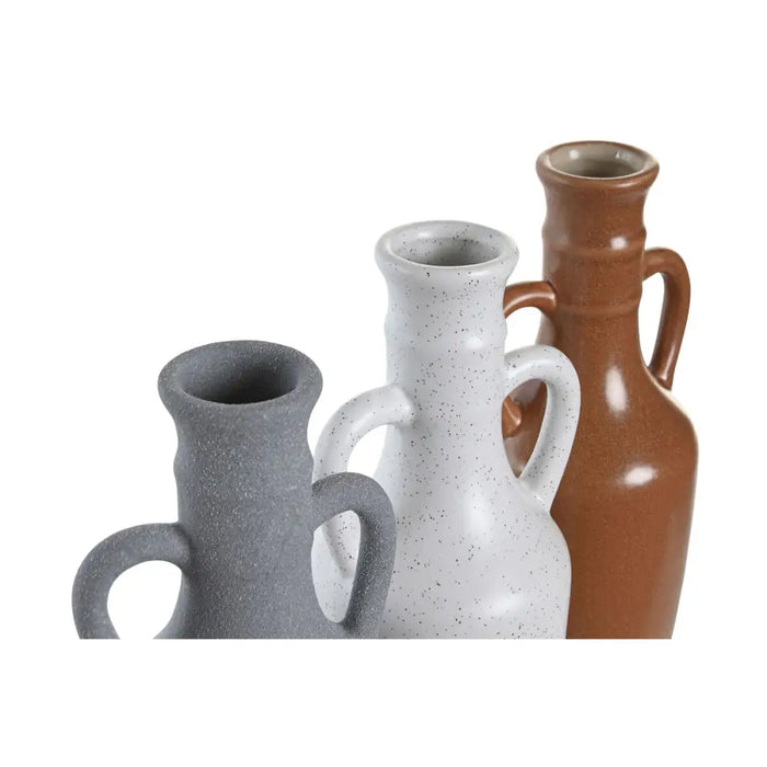 Ваза DKD Home Decor Бял Сив теракота Порцелан 9,6 x 9 x
