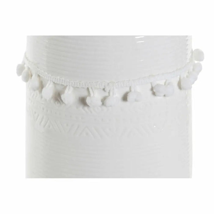 Ваза DKD Home Decor Бял Каменинов Помпони 12 x 12 x 24 cm