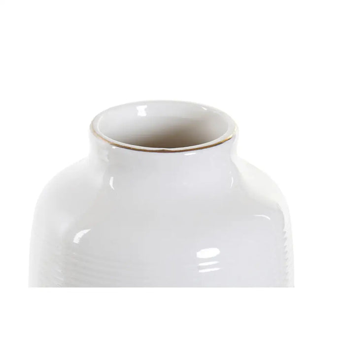 Ваза DKD Home Decor Бял Каменинов Помпони 12 x 12 x 24 cm