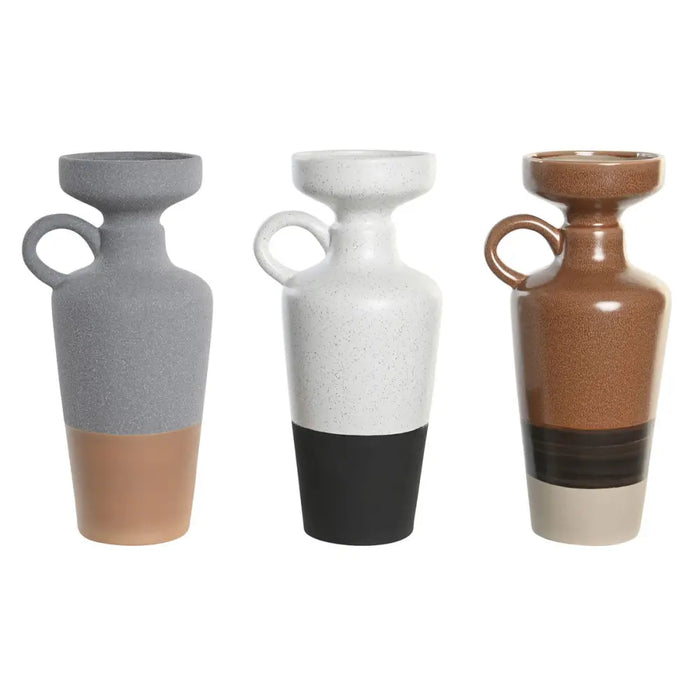Ваза DKD Home Decor Бял Сив теракота Порцелан 13,3 x 11 x
