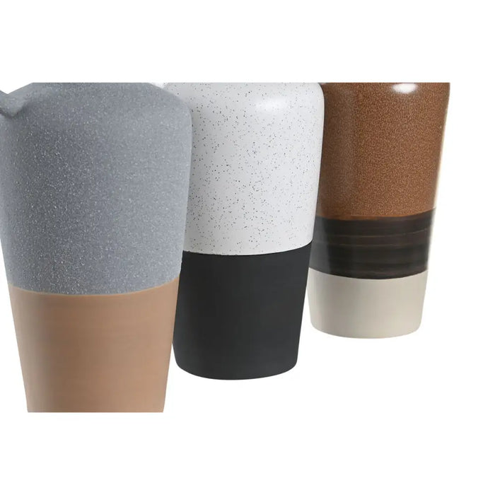 Ваза DKD Home Decor Бял Сив теракота Порцелан 13,3 x 11 x