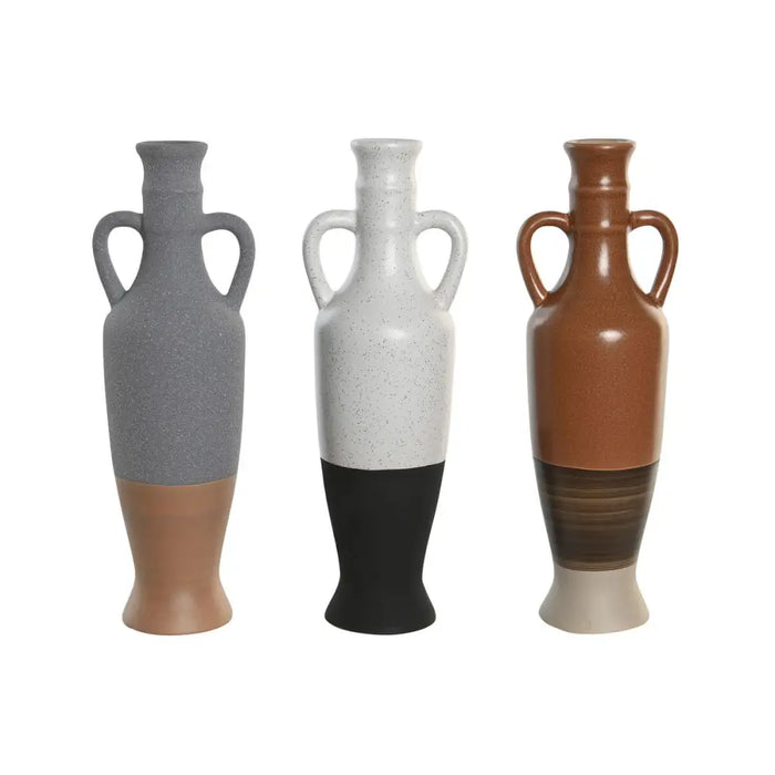 Ваза DKD Home Decor Бял Сив теракота Порцелан 9,6 x 9 x
