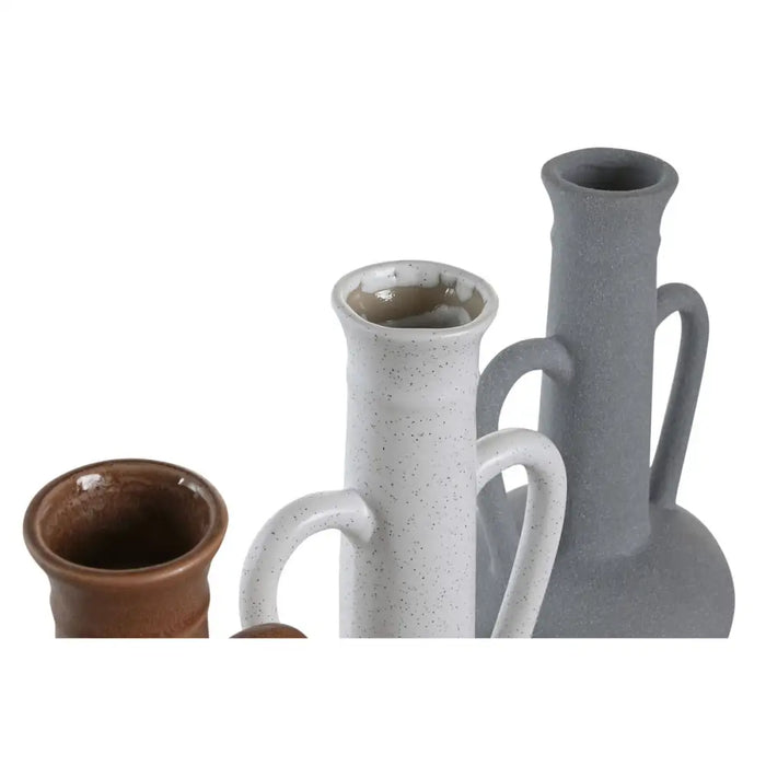 Ваза DKD Home Decor Бял Сив теракота Порцелан 12,7 x 12,5 x