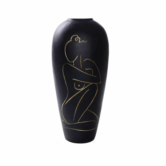 Ваза DKD Home Decor Дама Черен Смола Модерен (34 x 34 x