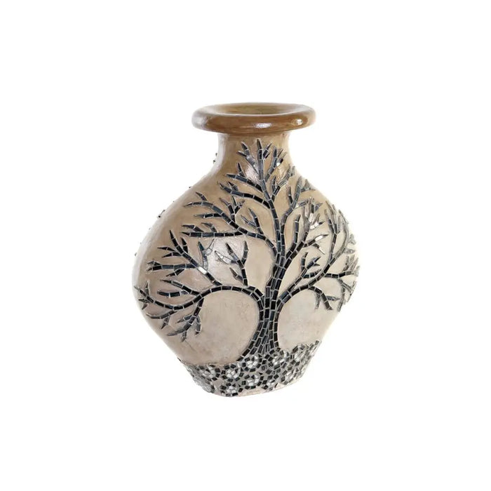 Ваза DKD Home Decor Дърво Кристал Черен Бежов теракота (30