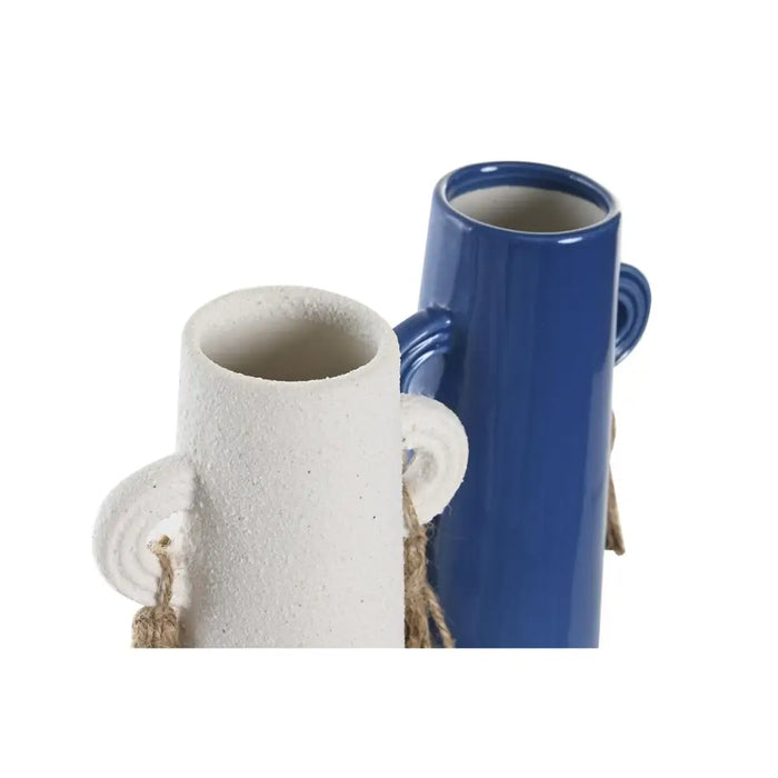 Ваза DKD Home Decor Керамика Бял Морско син (9,5 x 7 x 20