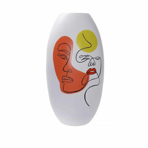 Ваза DKD Home Decor Лице Бял Смола Многоцветен (20,5 x 20,5