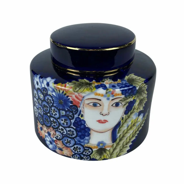 Ваза DKD Home Decor Лице Порцелан Син Многоцветен 17 x 17 x