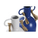 Ваза DKD Home Decor Метал Бял Морско син (9 x 9 x 19 cm) (2