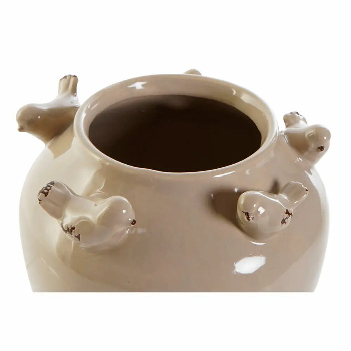 Ваза DKD Home Decor Порцелан Сив Бежов Птици Shabby Chic