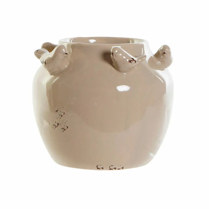 Ваза DKD Home Decor Порцелан Сив Бежов Птици Shabby Chic