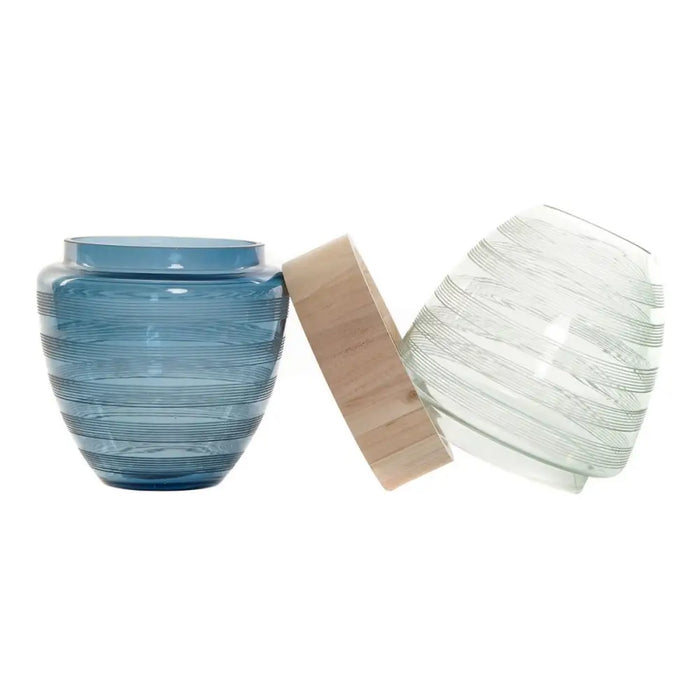 Ваза DKD Home Decor Син Мента Дървен Кристал Модерен (21 x