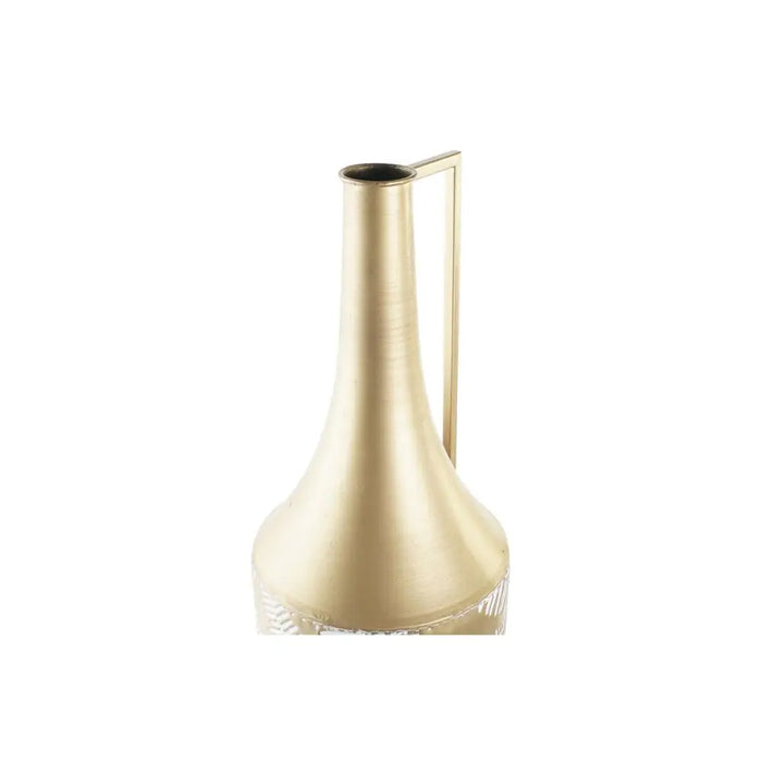 Ваза DKD Home Decor Златен Метал Сметана Тропически Лист