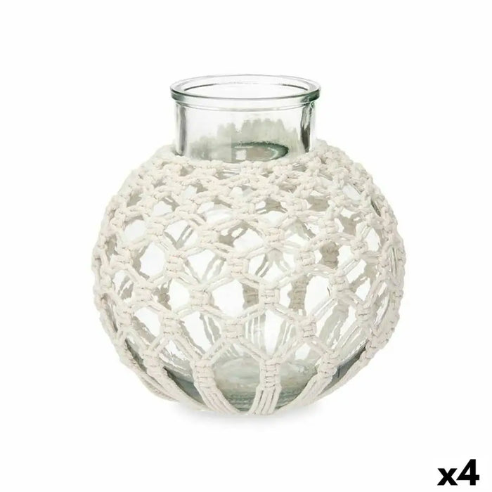 Ваза Gift Decor 75095 75095 Бял Прозрачен Плат Cтъкло Ресни