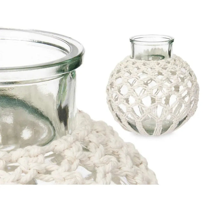 Ваза Gift Decor 75095 75095 Бял Прозрачен Плат Cтъкло Ресни