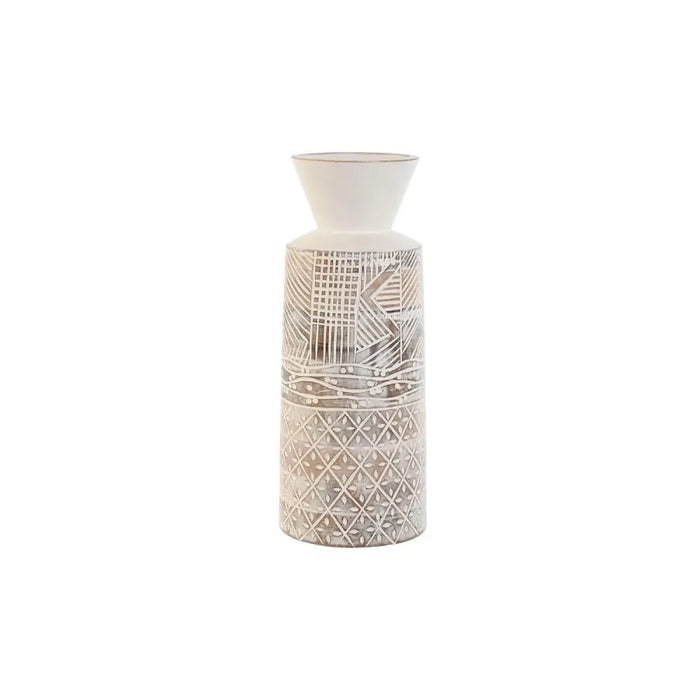 Ваза Home ESPRIT Бял Естествен Дърво манго Колониален 15 x