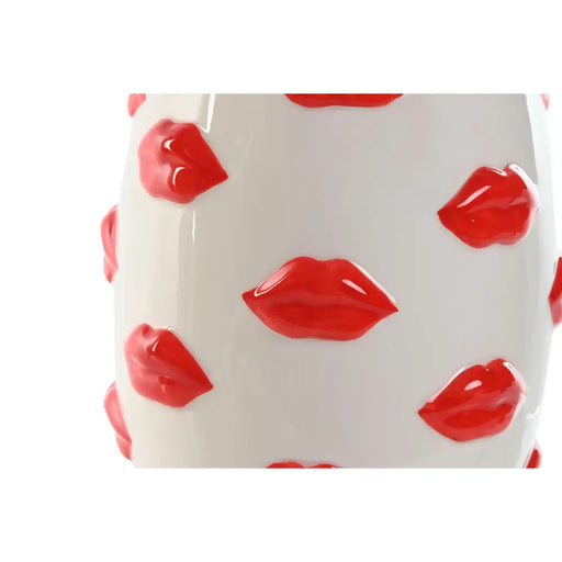 Ваза Home ESPRIT Бял Червен Dolomite 15 x 15 x 22,5 cm