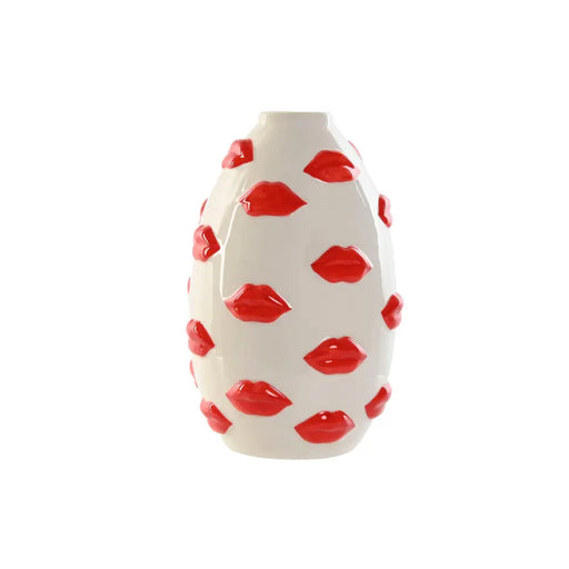 Ваза Home ESPRIT Бял Червен Dolomite 15 x 15 x 22,5 cm