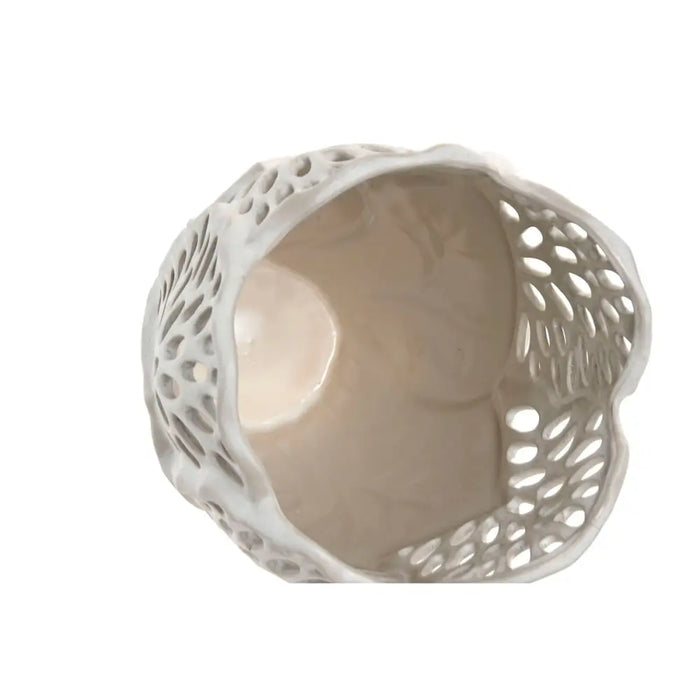 Ваза Home ESPRIT Бял Керамика Лист на растение 23 x 23 x 36