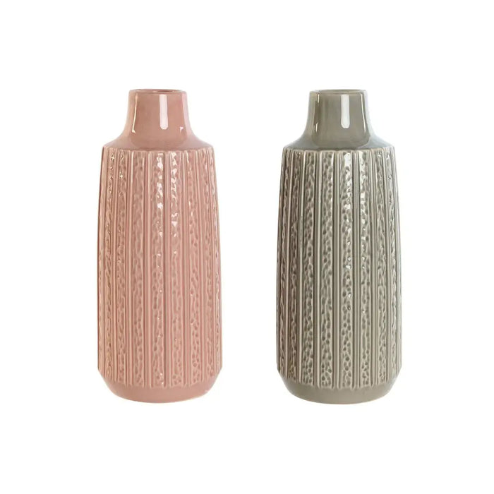 Ваза Home ESPRIT Розов Светло сив Порцелан 16 x 16 x 38 cm