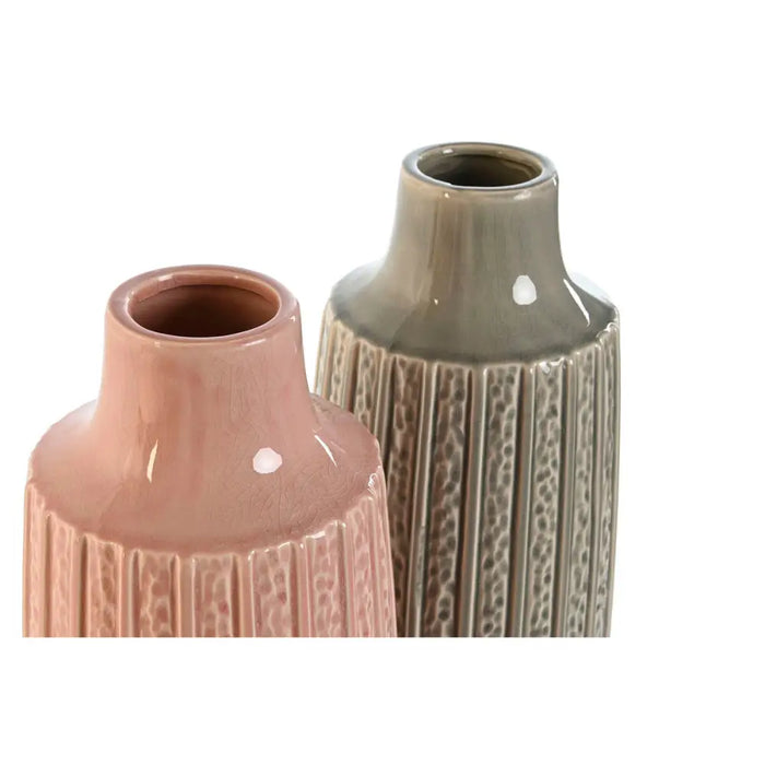 Ваза Home ESPRIT Розов Светло сив Порцелан 16 x 16 x 38 cm