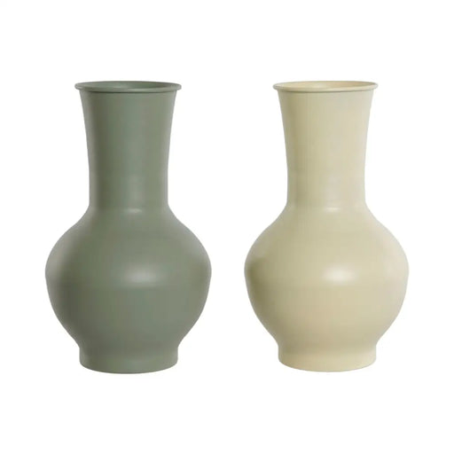 Ваза Home ESPRIT Зелен Сметана Метал 20 x 20 x 34,5 cm (2