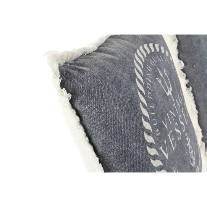 Възглавница DKD Home Decor Син Бял Ресни Средиземноморско