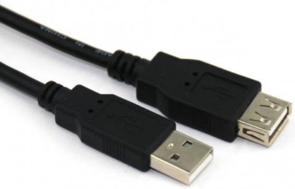 Кабел VCom - CU202-B, USB-A/USB-A, 3 m, черен