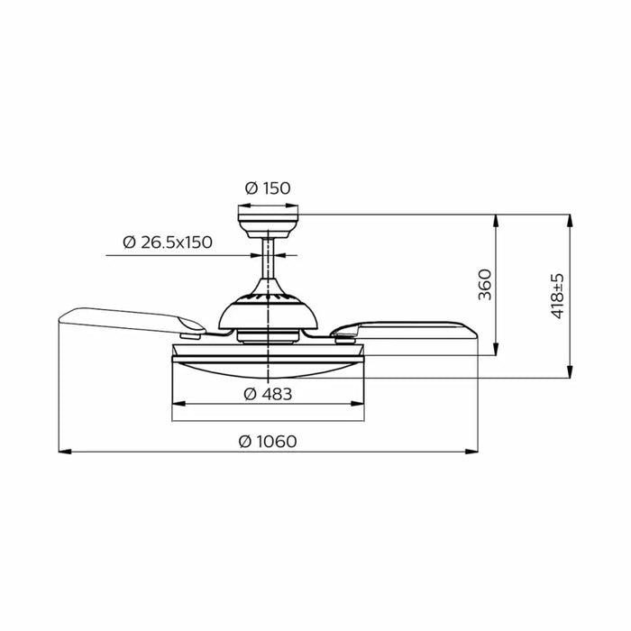 Вентилатор за таван с осветление Philips 929004081801 Бял