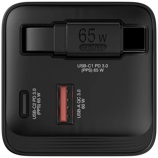 Verbatim Mini GaN Charger 65W 2 порта прибиращ се кабелен