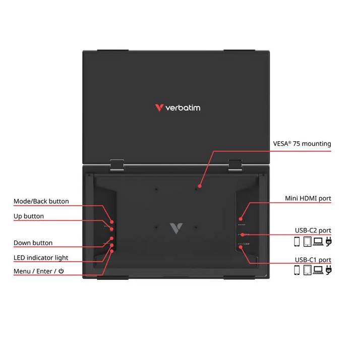 Verbatim Portable 15.6’’ Dual Monitor Essentials