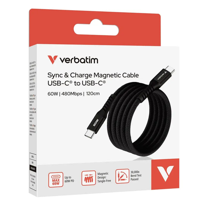 Verbatim Sync & Charge USB-C към USB-C 60W магнитен 120 см