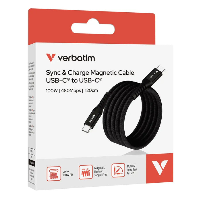 Verbatim Sync & Charge USB-C към USB-C 100W магнитен 120 см